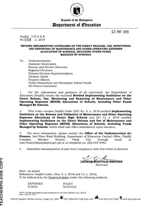 mooe@deped.gov.ph|Deped Releases Revised Guidelines on Schools MOOE .